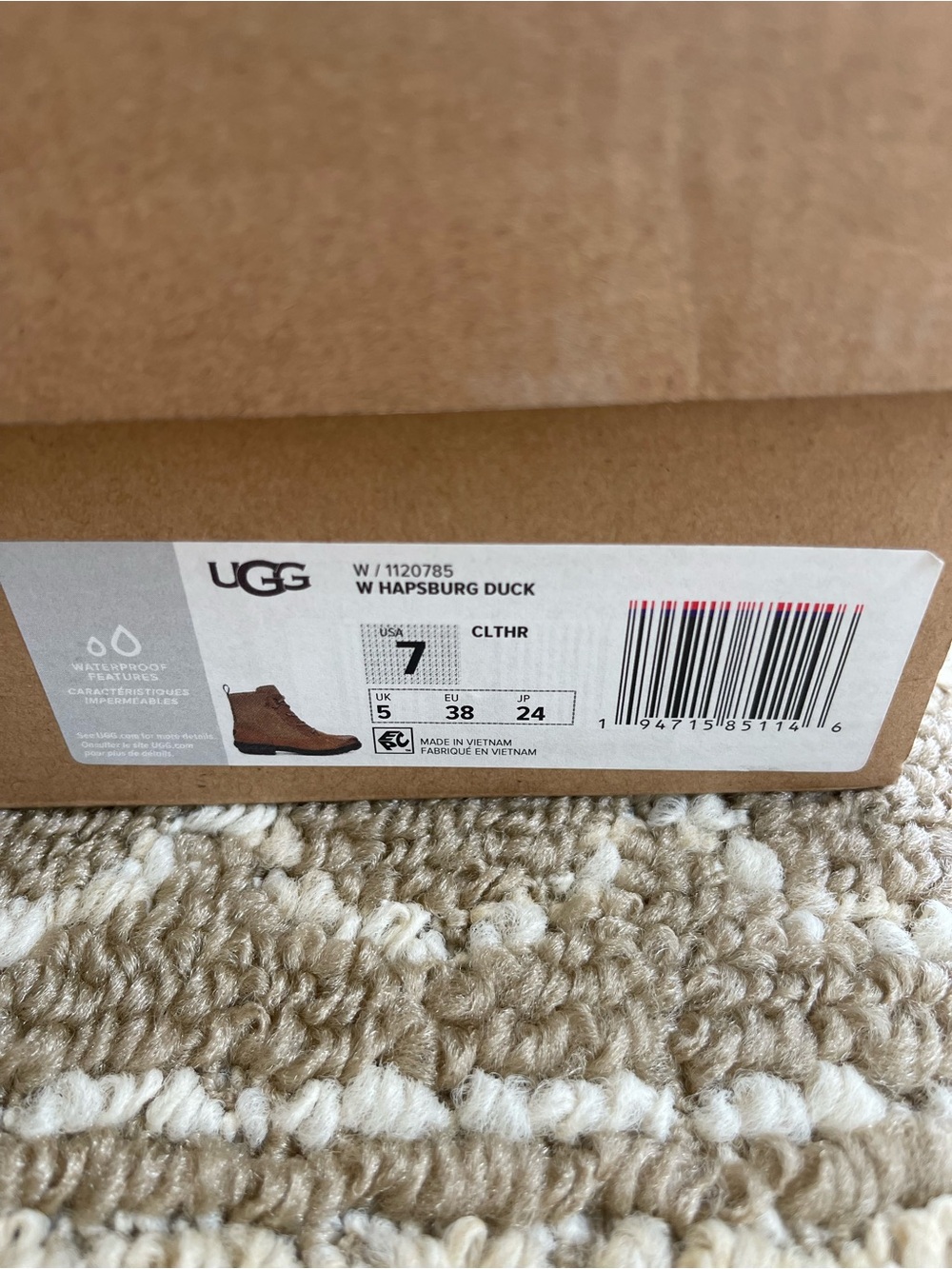 UGG Hapsburg Duck Boots Chestnut Leather Waterproof Women's Size 7 New - Picture 11 of 11
